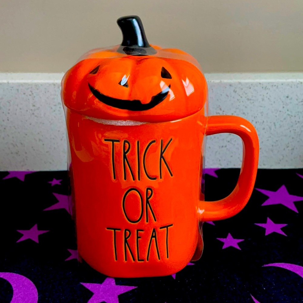 🎃 RAE DUNN TRICK OR TREAT PUMPKIN JACK O LANTERN HALLOWEEN MUG WITH TOPPER